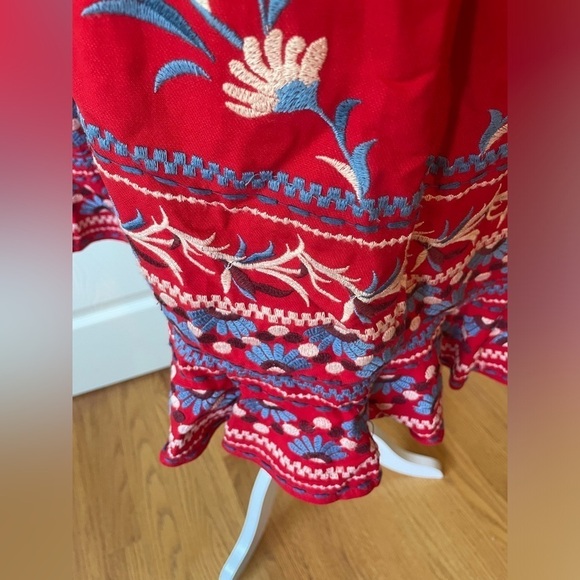 Anthro Akemi and Kim Lila Embroidered Linen Dress - Picture 6 of 10